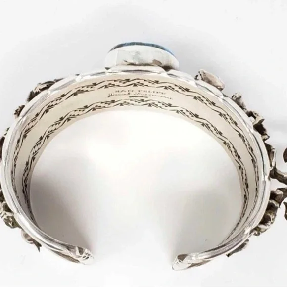 San Felipe Jacob Troncosa Silver and Turquoise Scorpion Cuff Bracelet - Picture 6 of 14